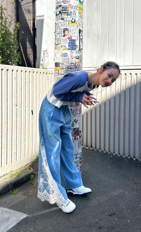 レースドッキングルーズデニム